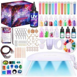 Epoxy Resin Kit for Beginners - Silicone Molds UV Light Clear Casting DIY Kits